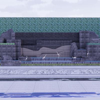 新中式景墙叠水景墙跌水景墙山水景墙特色景墙假山水景