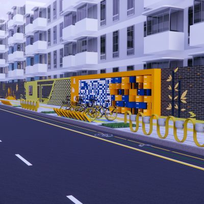 现代围墙景墙文化墙路墙市政墙艺术墙