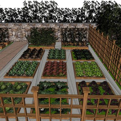 农作物菜园蔬菜果蔬菜地种植箱蔬菜箱爬藤架田园工具竹子围栏