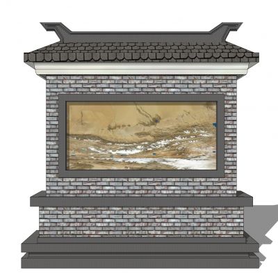 中式景墙照壁影壁墙围墙浮雕苏式景墙马头墙瓦片墙中式纹样雕花2