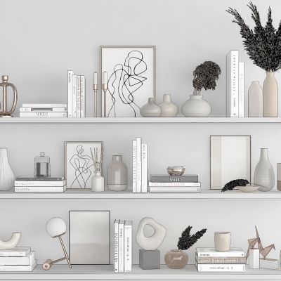 书架 置物架 墙面挂架 书籍杂志 花瓶 雕塑 陶瓷器皿
