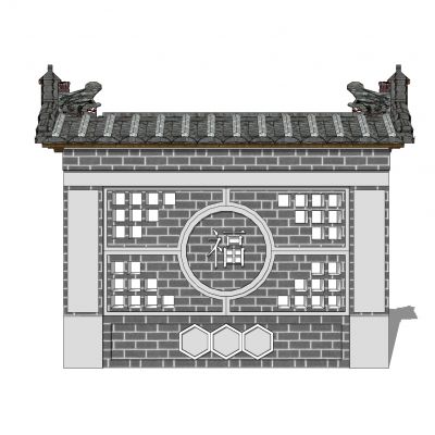 中式景墙照壁影壁墙围墙浮雕苏式景墙马头墙瓦片墙中式纹样雕花3