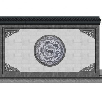 中式景墙照壁影壁墙围墙浮雕苏式景墙马头墙瓦片墙中式纹样