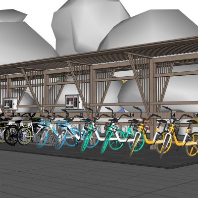 自行车棚电动车棚非机动车停车位电动车停车位车棚充电桩