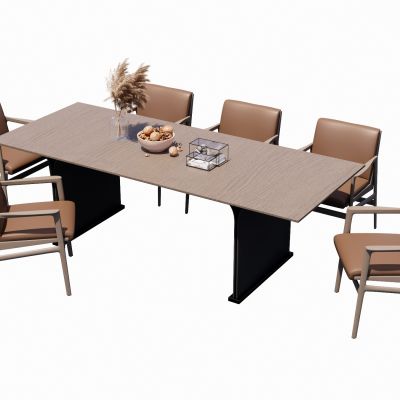 侘寂餐桌椅原木藤编座椅茶桌椅陈设摆件会议桌花瓶