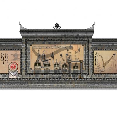 中式景墙照壁影壁墙古建筑牌楼徽派江南景墙