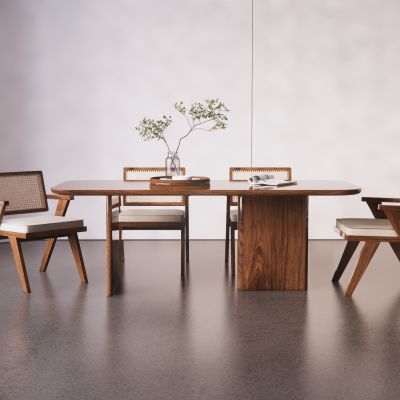 侘寂餐桌椅原木藤编座椅茶桌椅陈设摆件