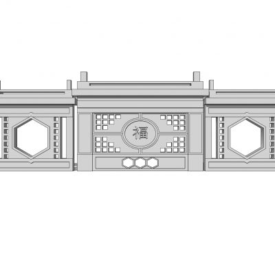 中式景墙照壁影壁墙围墙浮雕苏式景墙马头墙瓦片墙中式纹样雕花6