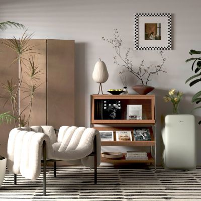 椅子 座椅 单椅 单人沙发 植物 绿植 盆栽 花盆 边柜 矮柜 书柜