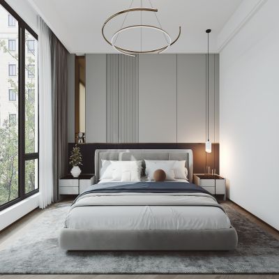 现代双人床主卧室