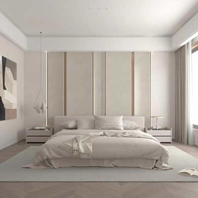 卧室 双人床 床头柜 柜子