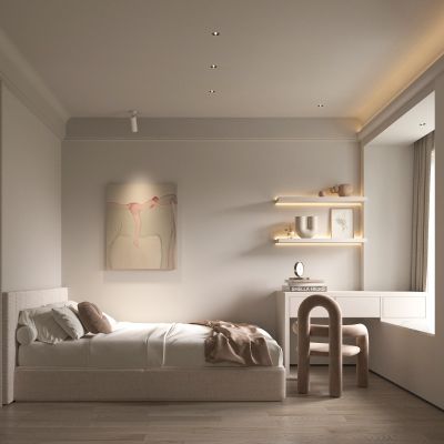 卧室 儿童房 次卧 双人床 学习桌 室内摆件