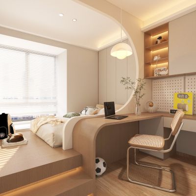 卧室 榻榻米 学习桌椅 室内装饰 儿童房