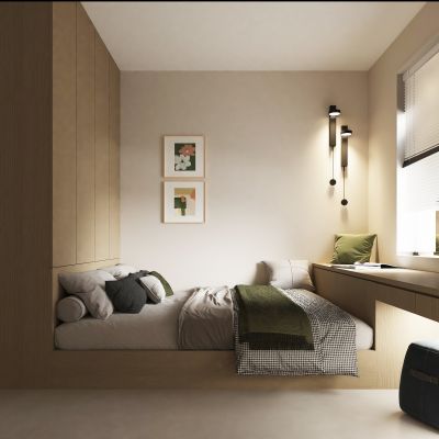 卧室 榻榻米 学习桌椅 室内装饰