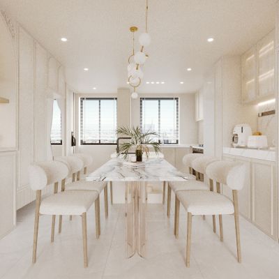 餐厅 多人餐桌 餐桌椅组合 餐边柜 吊灯