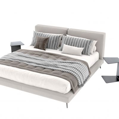 床 双人床 边几