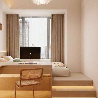 卧室 榻榻米 学习桌 电脑