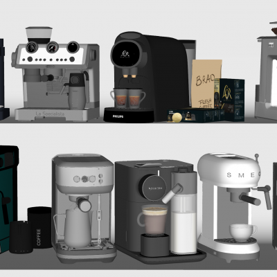 现代咖啡机组合3D模型