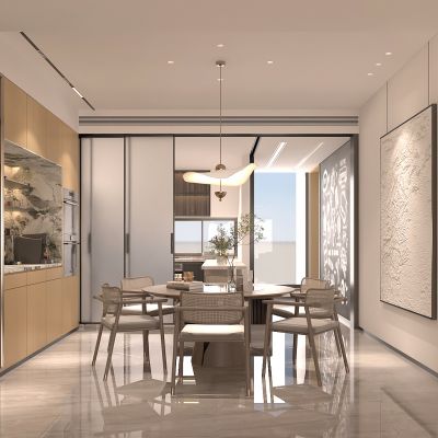 餐厅 厨房 客餐厅 圆形餐桌 餐桌椅组合