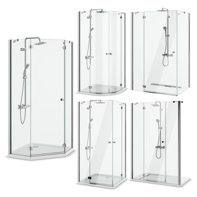 现代淋浴间，花洒，玻璃淋浴房，玻璃浴室
