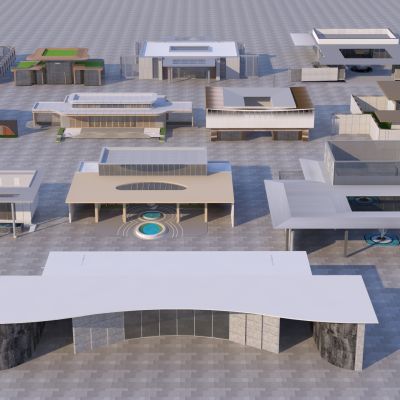 现代商业建筑门头门面入口组合