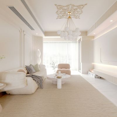 客厅 多人沙发 单人沙发 茶几 圆几