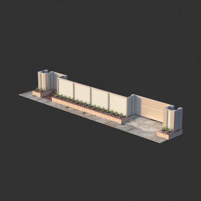 别墅花园庭院围墙砖墙 护栏围栏