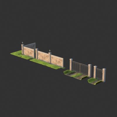 围墙 围栏 围挡 院墙 院子门 铁艺门 草地