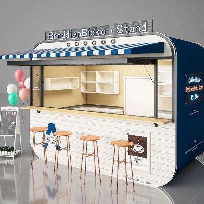现代咖啡馆 奶茶店 甜品店3D模型