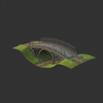 欧式人行小桥桥梁铁桥 草地