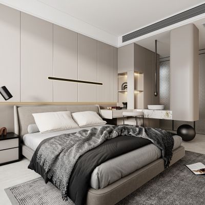 现代卧室，主卧，卧室
