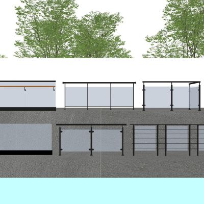 现代玻璃栏杆扶手金属栏杆护栏阳台护栏围栏