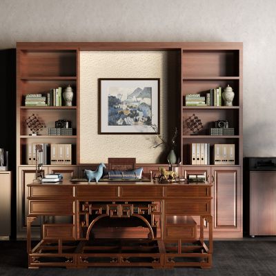 中式办公桌 文件柜 文件夹 复印机