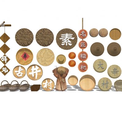 民俗指引牌中式指示牌乡村指引牌民俗招牌竹编小品幌子