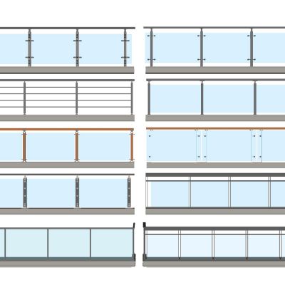 现代玻璃栏杆阳台护栏围栏金属不锈钢围栏
