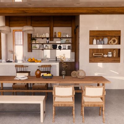 侘寂民宿餐厅吧台餐桌食品餐具