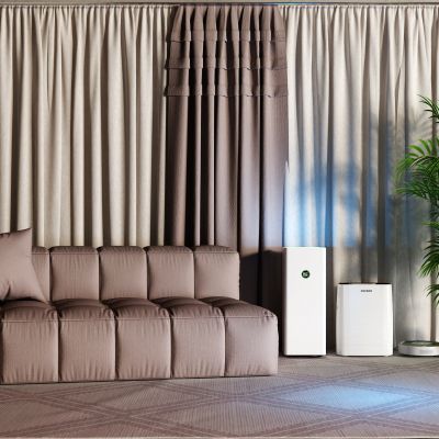 现代窗帘 纱帘 扫地机器人 空气净化器