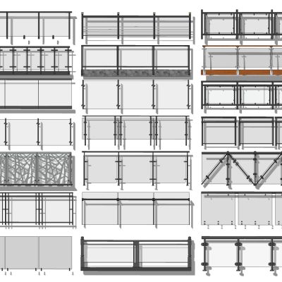 现代玻璃栏杆围栏护栏景观栏杆金属不锈钢护栏桥护栏