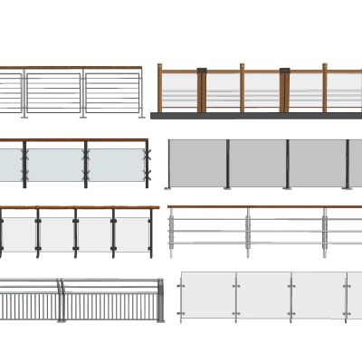 现代玻璃栏杆扶手金属栏杆桥护栏阳台围栏木扶手河岸护栏