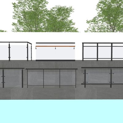 现代玻璃栏杆扶手金属栏杆护栏阳台护栏围栏木扶手