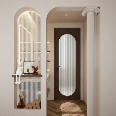 简约美式 罗马柱 圆弧造型 长虹玻璃 干湿分离 卫生间 干区