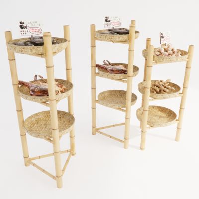 竹编小品工艺品竹架子置物架竹簸箕干货原材料展示