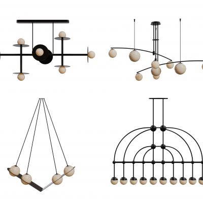 现代球形吊灯 玻璃球吊灯 轻奢艺术灯 金属吊灯 吊灯组合