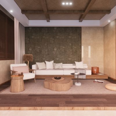 侘寂风民宿房间室内家具陈设摆件