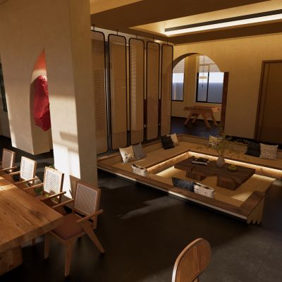 现代民宿房间室内家具陈设摆件