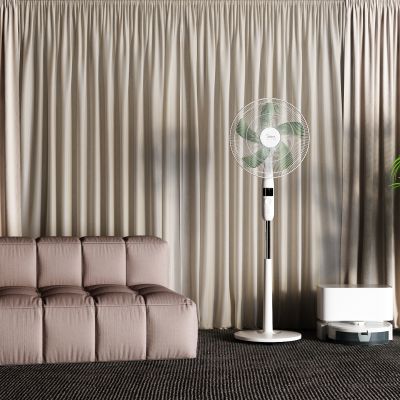 现代窗帘 纱帘 电风扇 扫地机器人