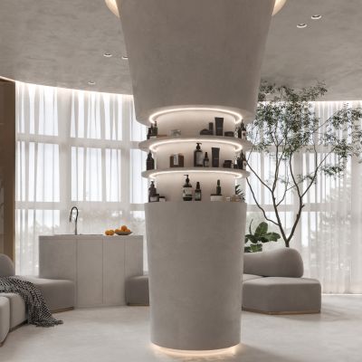 侘寂美容院休闲区 接待区 休息区3d模型