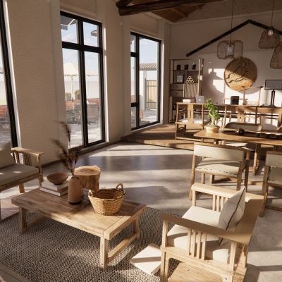 新中式民宿室内空间陈设小品家具摆件