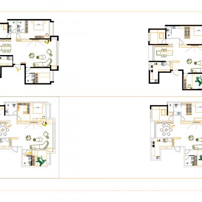 家装平面布局方案 三室一厅CAD施工图