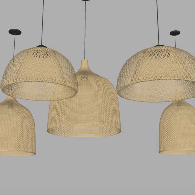 现代竹编织吊灯组合创意新中式竹编织吊灯组合艺术日式竹藤编吊灯组合